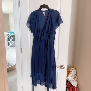 Asos navy blue ruffle dress